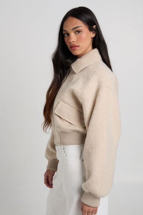 Wool Look Pocket Detail Jacket - Image 3