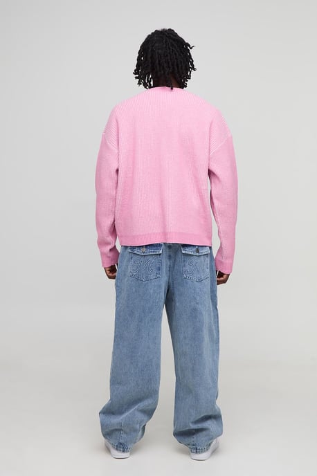 Boxy Varsity Rib Knitted Cardigan - Image 2