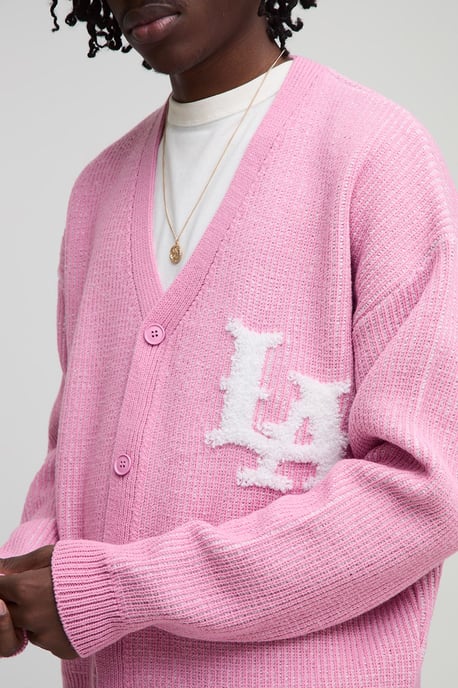 Boxy Varsity Rib Knitted Cardigan - Image 3