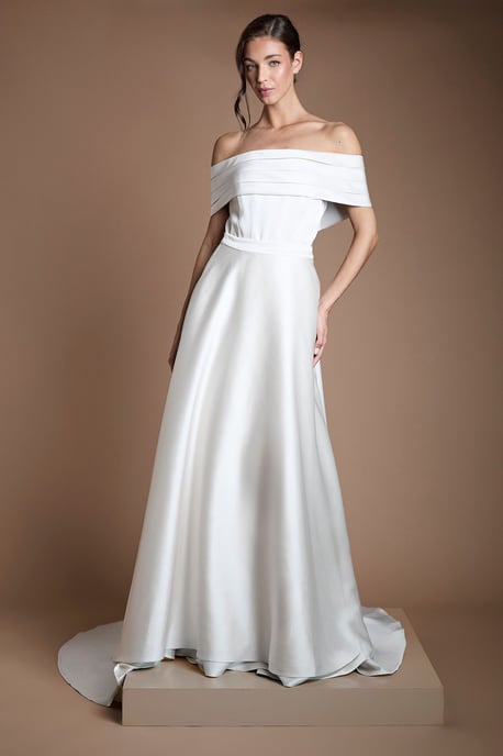 Structured Wrap Bridal Overskirt with Full Train - Image 1