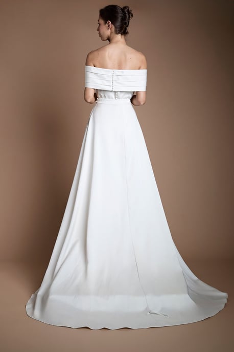 Structured Wrap Bridal Overskirt with Full Train - Image 3