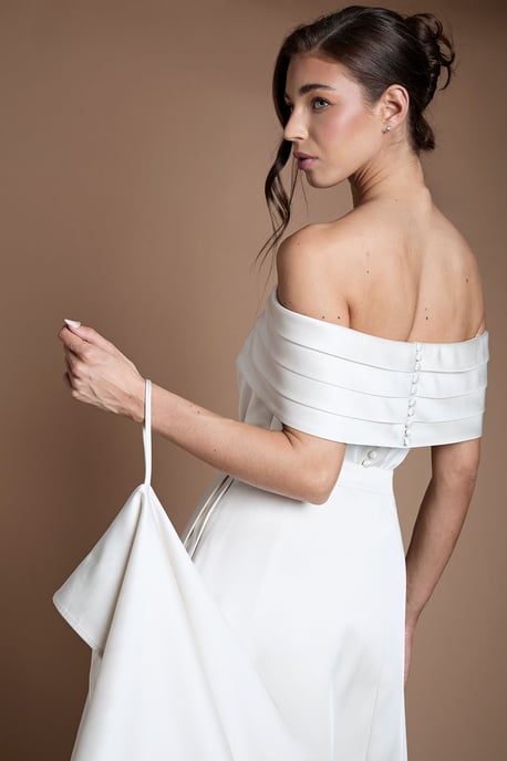 Structured Wrap Bridal Overskirt with Full Train - Image 4