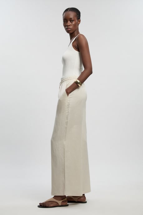 Linen Wide Leg Woven Trouser - Image 2