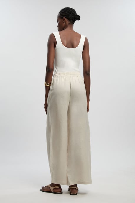 Linen Wide Leg Woven Trouser - Image 4
