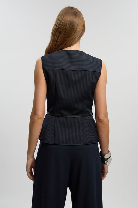 Tailored Pinstripe Belted Peplum Jacket - Image 4