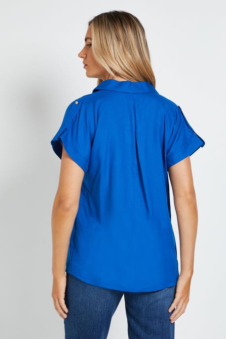 Button Up Roll Sleeve Blouse - Image 3