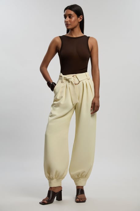 Utility Detail Cuffed Woven Trouser With Belt - Image 1