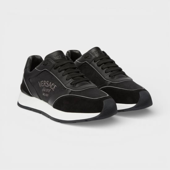 Versace Men's Leather Mix Sneakers Black - Image 2