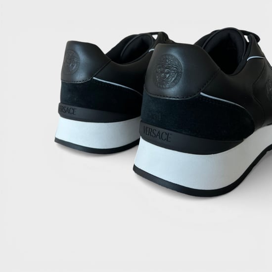 Versace Men's Leather Mix Sneakers Black - Image 5