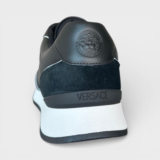 Versace Men's Leather Mix Sneakers Black - Image 6