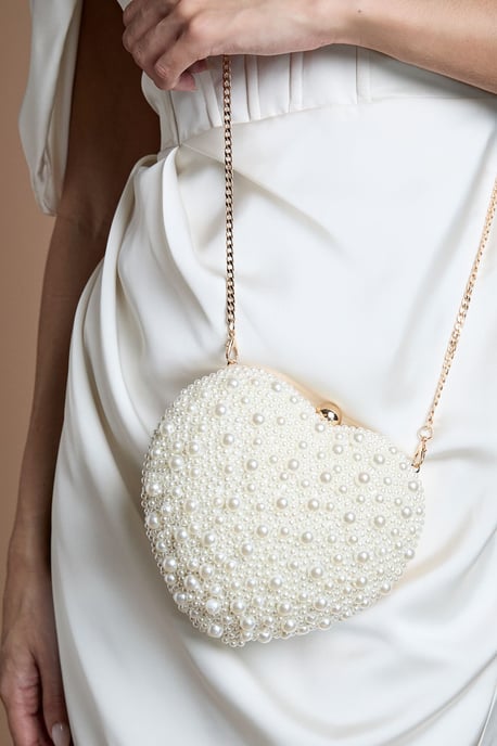 Bridal Aurelia Pearl Love Heart Shape Clutch Bag - Image 2
