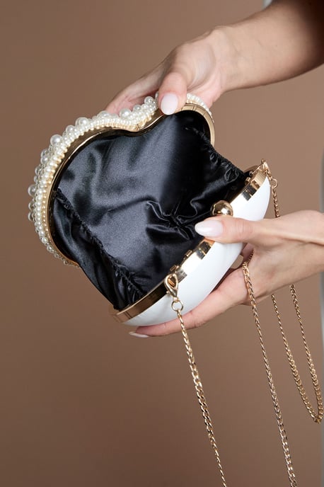 Bridal Aurelia Pearl Love Heart Shape Clutch Bag - Image 3