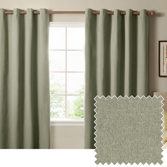 The Ultimate Blackout Textured Woven Eyelet Curtain Pair, Sage - Image 1