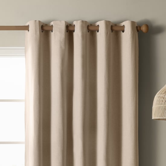 The Ultimate Blackout Textured Woven Eyelet Curtain Pair, Natural - Image 3