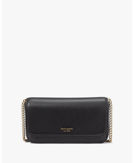 Ava Pebbled Leather Flap Chain Wallet - Image 1