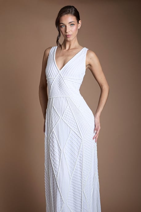 Geometric Beadwork Maxi Wedding Dress - Image 2