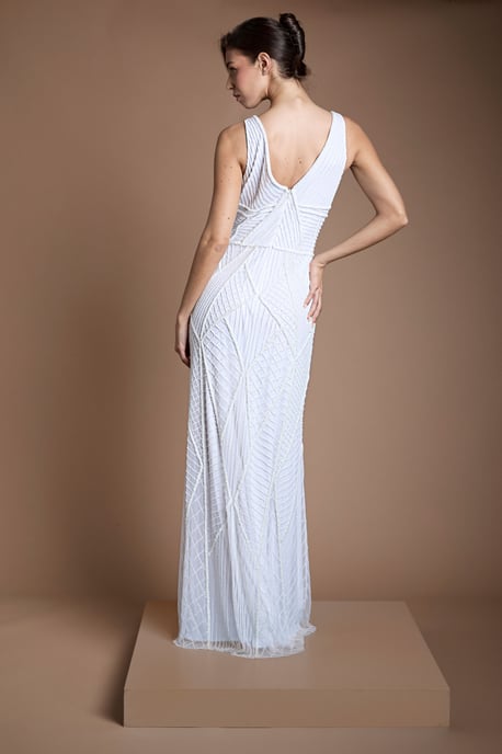 Geometric Beadwork Maxi Wedding Dress - Image 3
