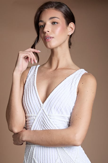 Geometric Beadwork Maxi Wedding Dress - Image 4