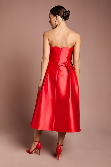 Scalloped Strapless Midi Dress - Image 3