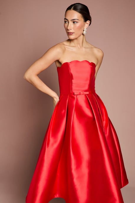 Scalloped Strapless Midi Dress - Image 4