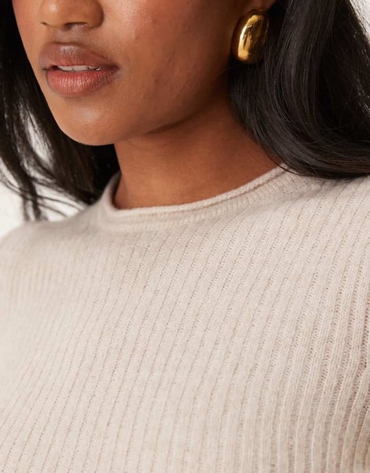 JDY ribbad topp koord i beige - Image 3