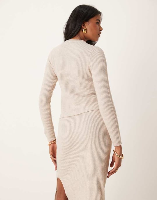 JDY ribbad topp koord i beige - Image 4