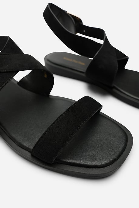 Where's That From Canopy Cross Over Strap Black Suede Sandal - Image 5