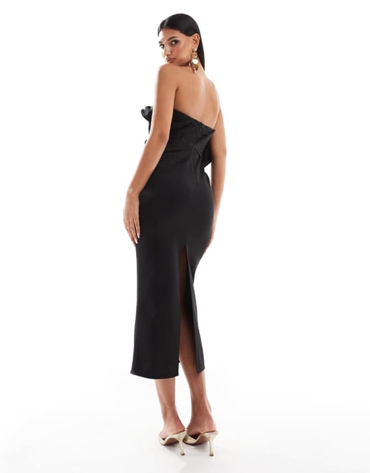 ASOS DESIGN oversized korsett tygblandning midi klänning i svart - Image 4
