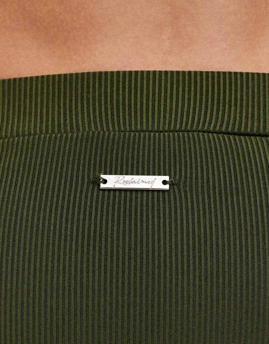 Återvunnen vintage badbyxa i khaki ribb - Image 2