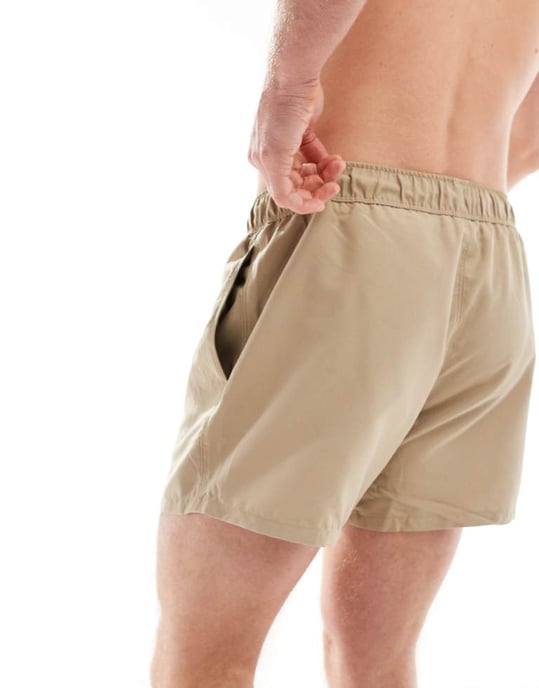 ASOS DESIGN badshorts i kort längd i stenbeige - Image 4