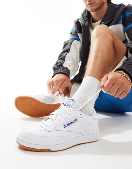 Reebok Club C 85-skor i vitt och blått - Image 3