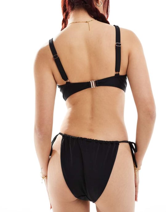 Weekday Breeze sidoknyt bikiniunderdel i svart - Image 2