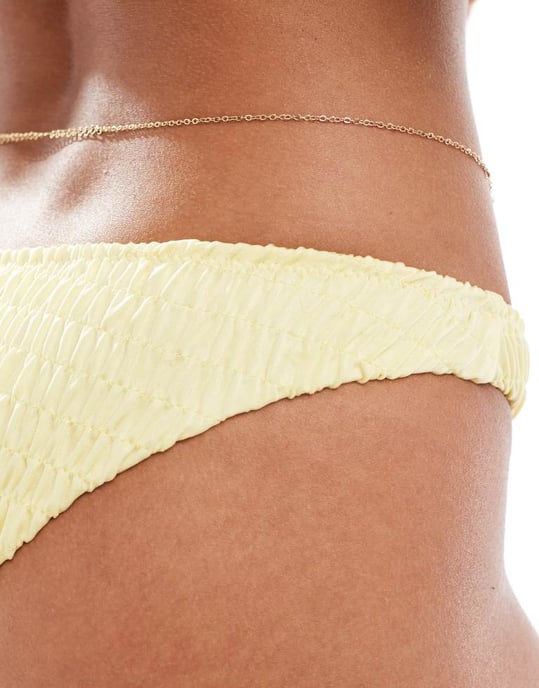 ASOS DESIGN Alice rynkad bikinitopp i citron - Image 3