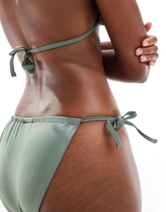 ASOS DESIGN Hazel knytbikini underdel i khaki - Image 3