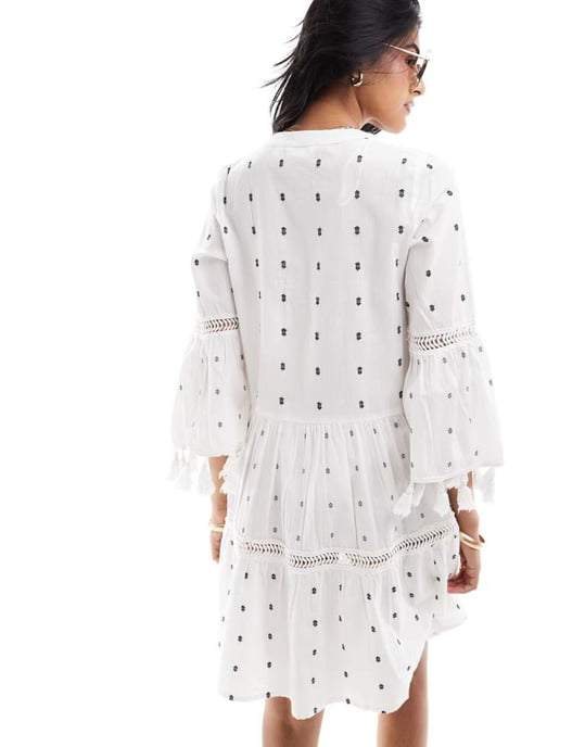 Accessorize tofs mini strand kaftan i krämfärgad - Image 4