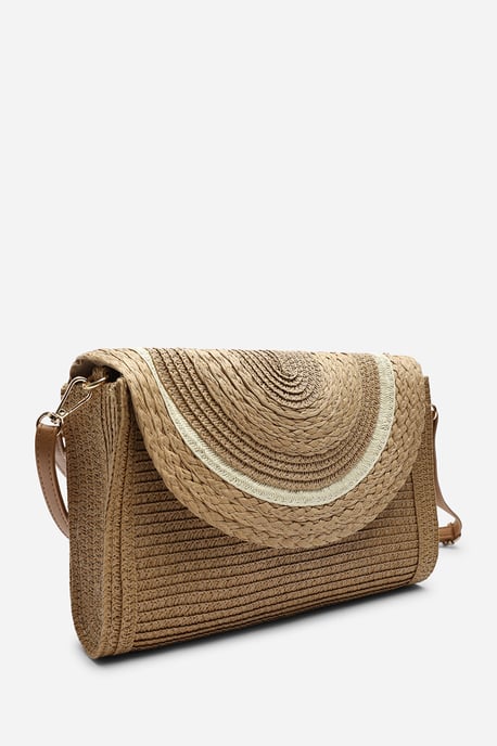 Where's That From Alto Raffia Fold Over Clutch Bag - Image 3