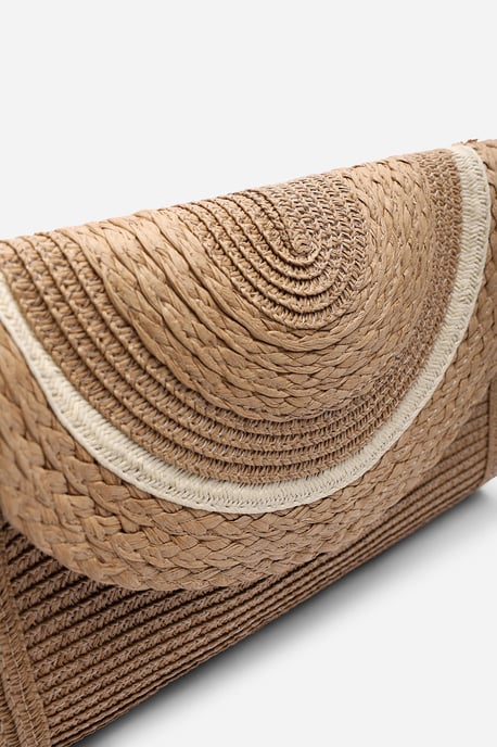 Where's That From Alto Raffia Fold Over Clutch Bag - Image 4