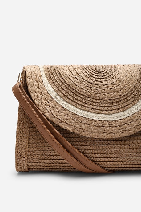 Where's That From Alto Raffia Fold Over Clutch Bag - Image 5