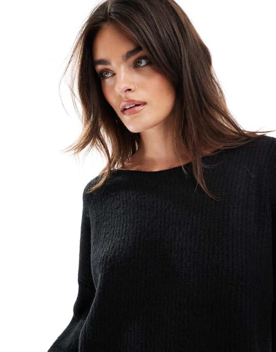 Miss Selfridge klänning i oversize med slitskrage i svart - Image 2