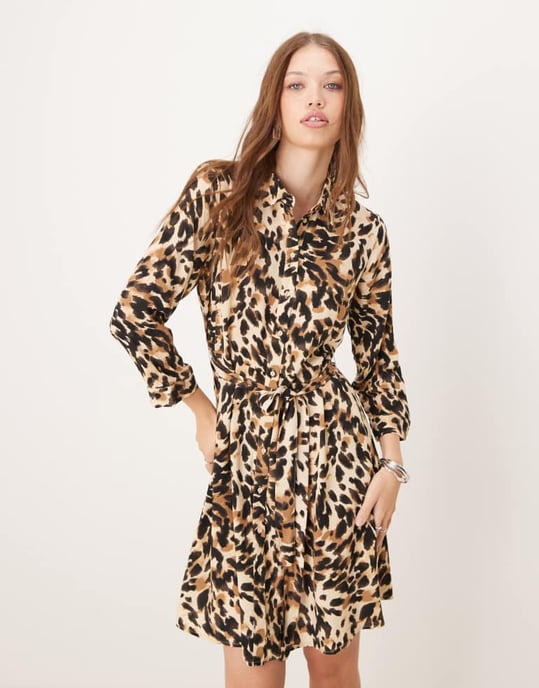 YAS mini skjortklänning i leopardmönster - SVART - Image 3