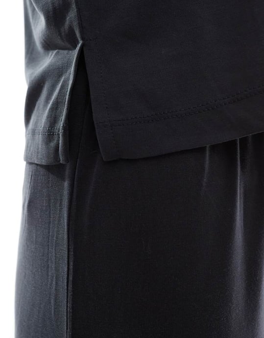 Pieces slinky super soft boxy t-shirt co-ord in black - Image 4