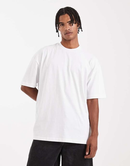 ASOS DESIGN oversized t-shirt i vitt med texttryck på ryggen - Image 3