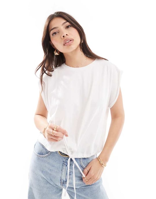 ASOS DESIGN oversized linne med upprullad ärm och dragsko nederkant - Image 1