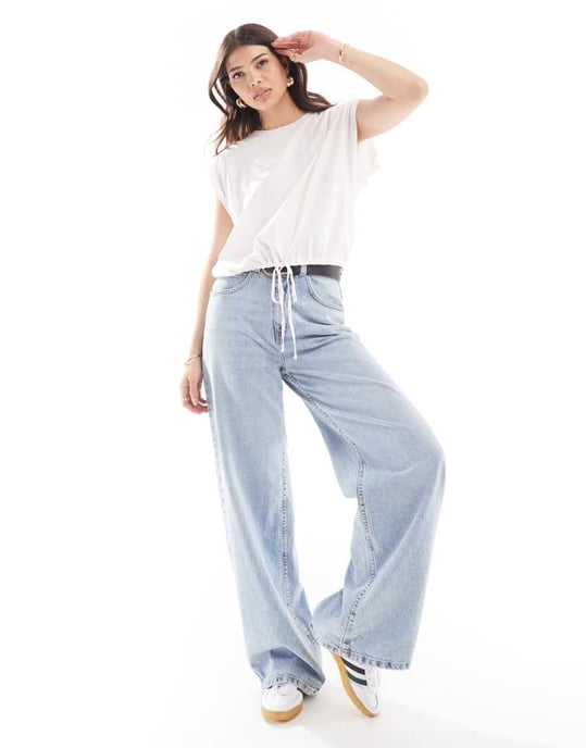 ASOS DESIGN oversized linne med upprullad ärm och dragsko nederkant - Image 4