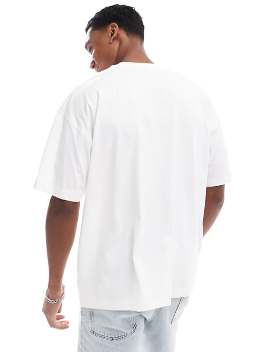 ASOS DESIGN oversized t-shirt med framtryck i off-white - Image 2