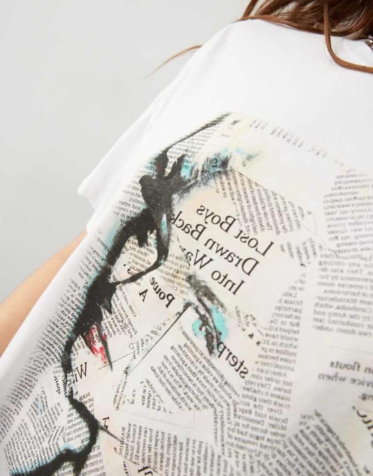 Noisy May oversized t-shirt med Madonna tidningsgrafik i vit - Image 4