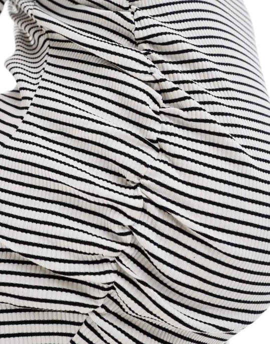 Mamalicious graviditet ribbad rynkad framsida kortärmad topp koord i randig design - Image 2