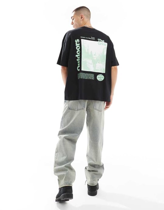 ASOS DESIGN oversized t-shirt med tryck på ryggen för utomhusbruk i svart - Image 3