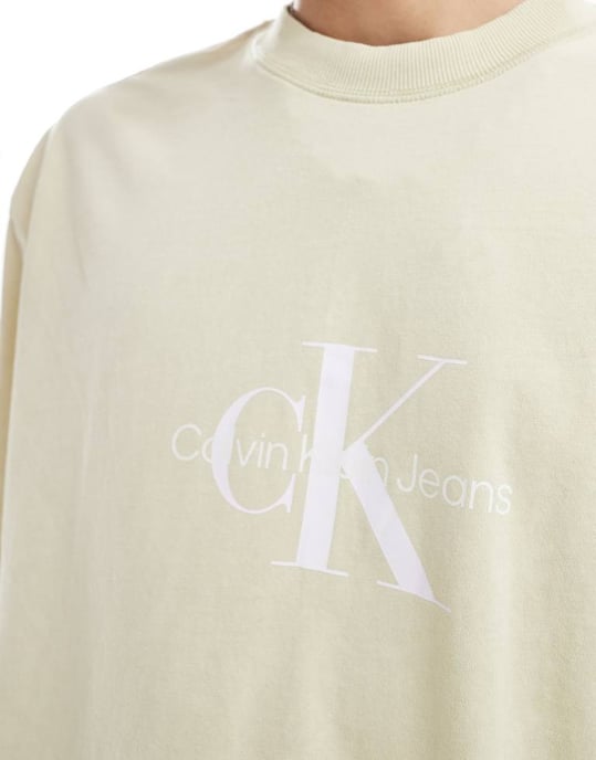 Calvin Klein Jeans arkiv monolog t-shirt i grön - Image 3