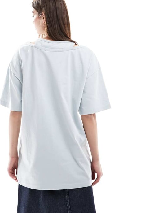 ASOS DESIGN dubbelskiktad oversized t-shirt i grått - Image 3